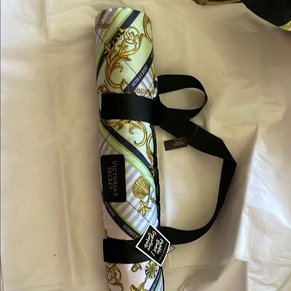 Victoria's Secret Patterned Packable Blanket with Black Straps